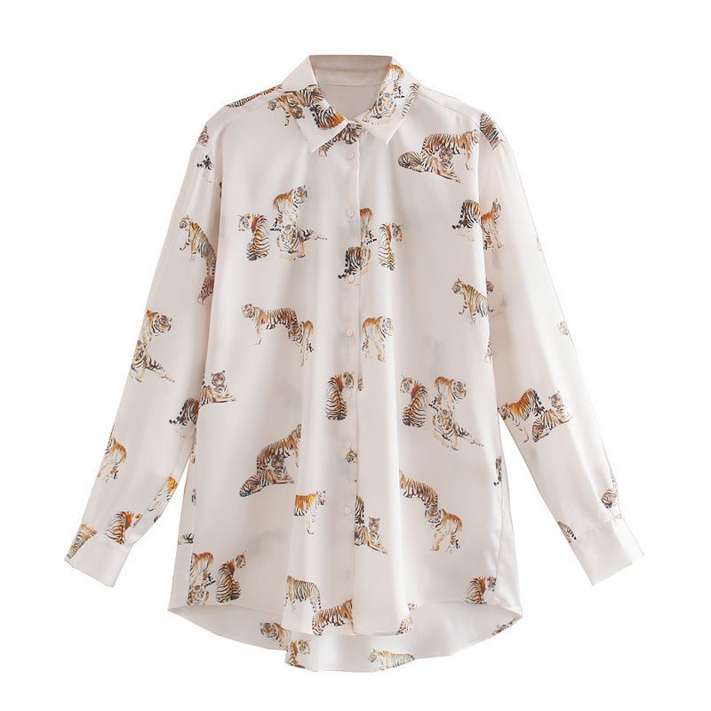 Leopard Lapel Ladies Blouse - Taylor K Shop