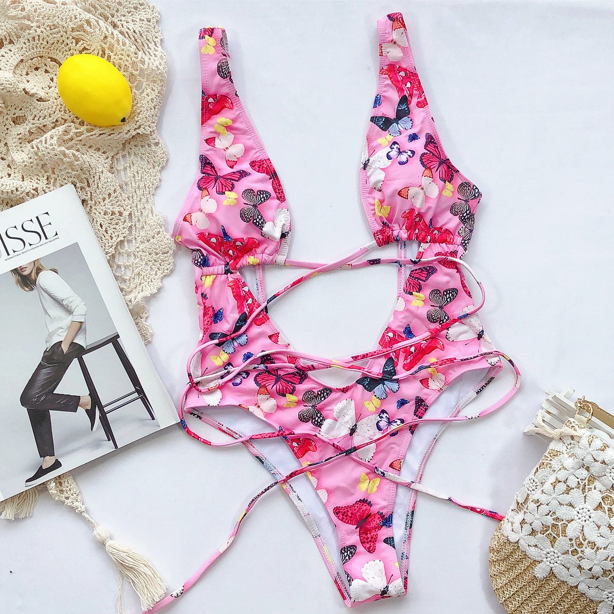 Leopard - print Openwork One - piece Swimsu - Taylor K Shop