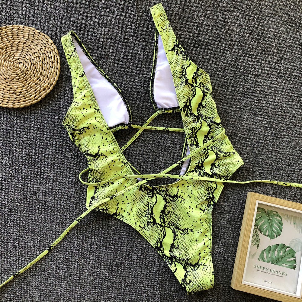 Leopard - print Openwork One - piece Swimsu - Taylor K Shop