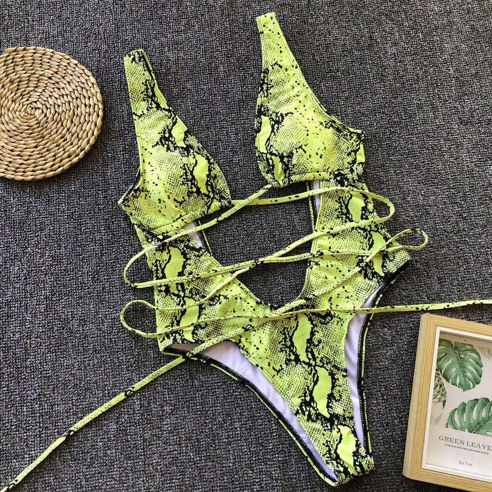 Leopard - print Openwork One - piece Swimsu - Taylor K Shop