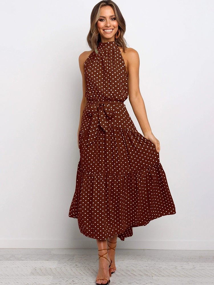 Long Dress Polka Dot Casual Dresses Black Sexy Halter Strapless - Taylor K Shop