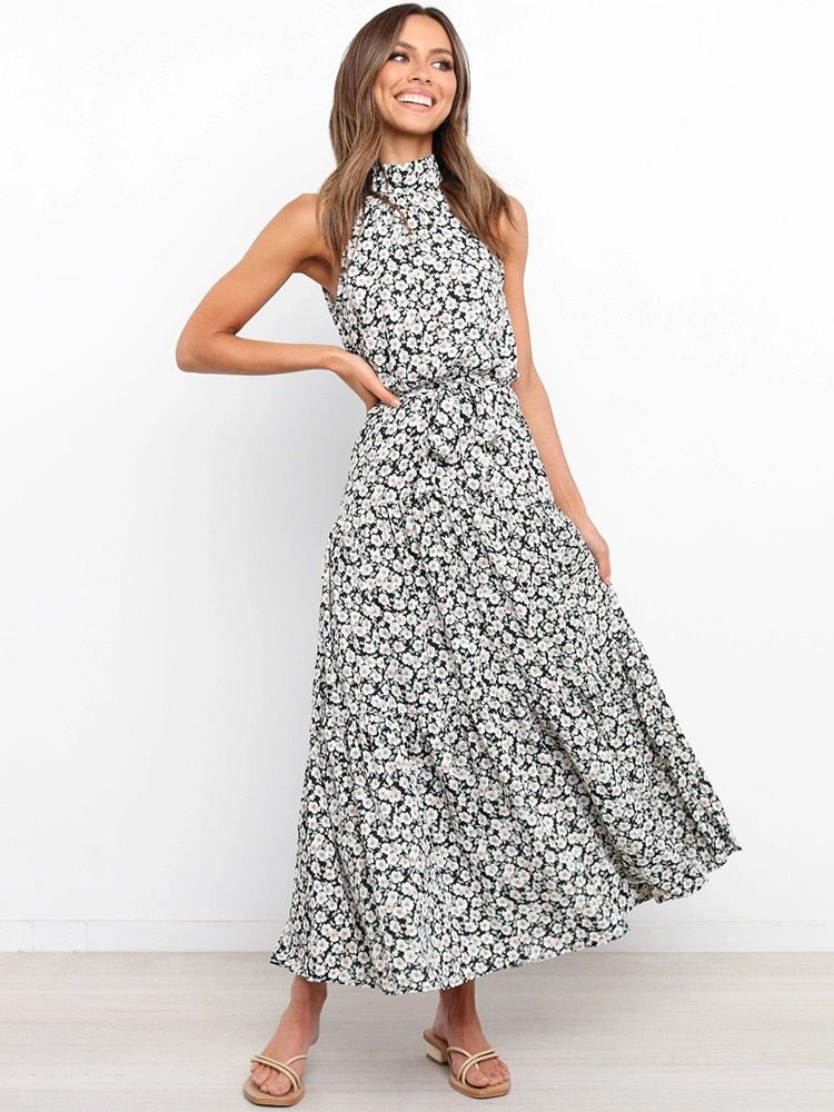 Long Dress Polka Dot Casual Dresses Black Sexy Halter Strapless - Taylor K Shop