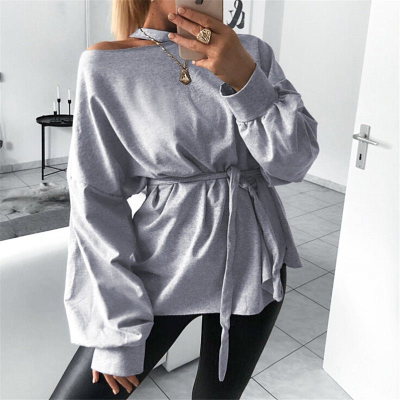 Long sleeve slant shoulder blouse - Taylor K Shop