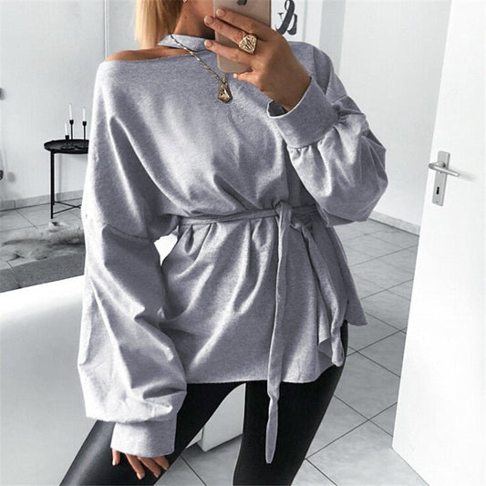 Long sleeve slant shoulder blouse - Taylor K Shop