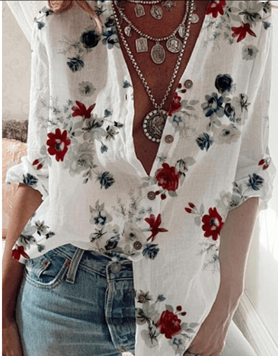 Loose V - neck blouse - Taylor K Shop