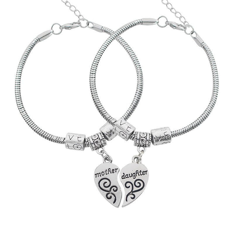Love Heart Shaped Alloy Bracelet Mother's Day Two Petal Splicing Bracelet - Taylor K Shop