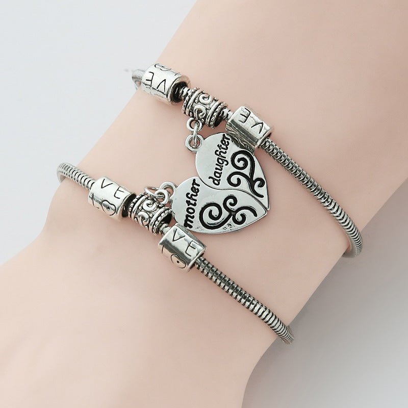 Love Heart Shaped Alloy Bracelet Mother's Day Two Petal Splicing Bracelet - Taylor K Shop