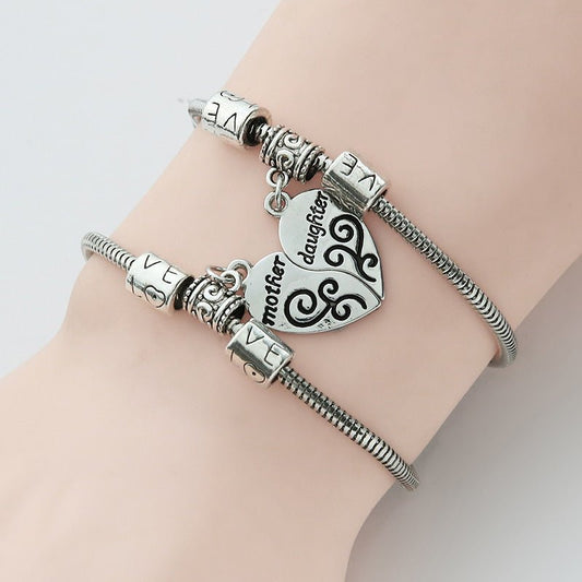 Love Heart Shaped Alloy Bracelet Mother's Day Two Petal Splicing Bracelet - Taylor K Shop