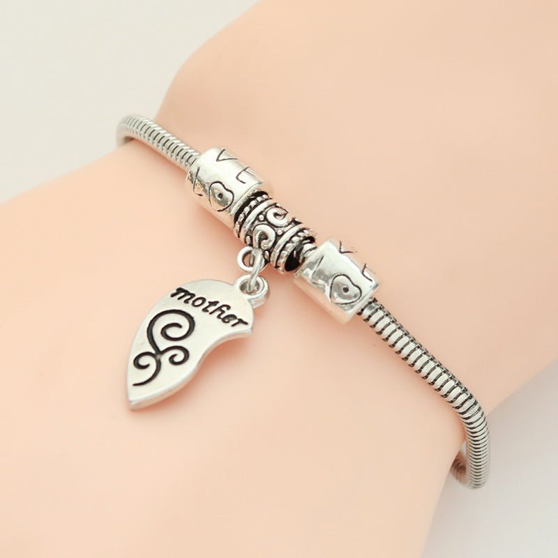 Love Heart Shaped Alloy Bracelet Mother's Day Two Petal Splicing Bracelet - Taylor K Shop
