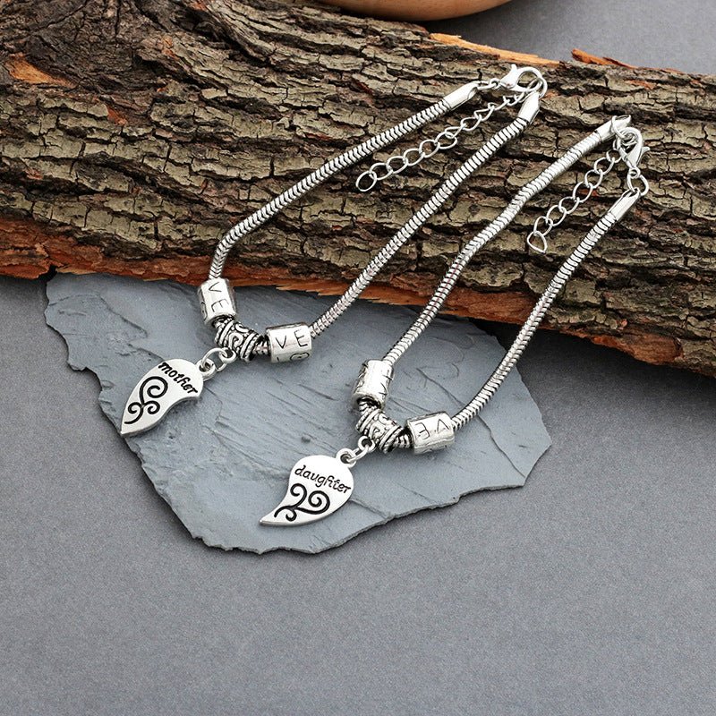 Love Heart Shaped Alloy Bracelet Mother's Day Two Petal Splicing Bracelet - Taylor K Shop