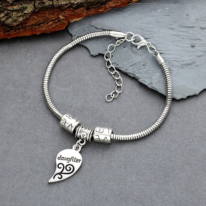 Love Heart Shaped Alloy Bracelet Mother's Day Two Petal Splicing Bracelet - Taylor K Shop