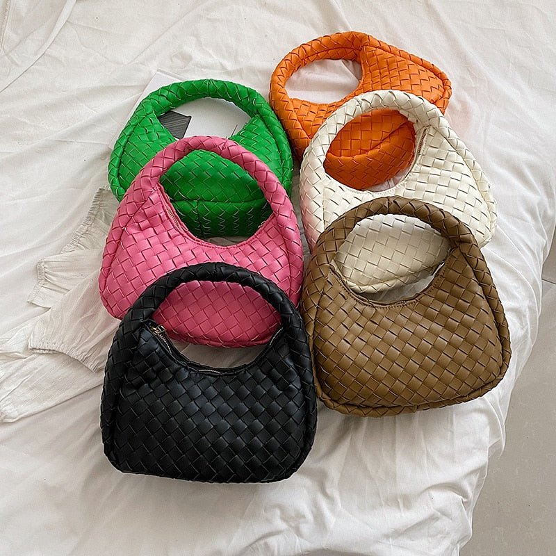 Luxury Brand Small PU Leather Woven Tote Bags Women's Shoulder Bag High Quality Fashion Simple 2023 Summer Designer Handbags Sac - Taylor K Shop