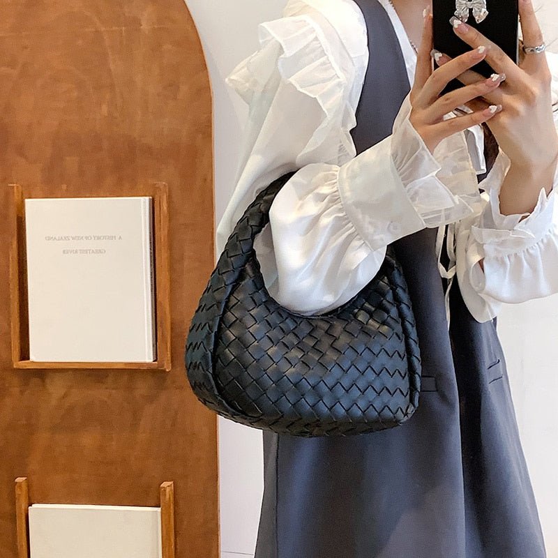 Luxury Brand Small PU Leather Woven Tote Bags Women's Shoulder Bag High Quality Fashion Simple 2023 Summer Designer Handbags Sac - Taylor K Shop
