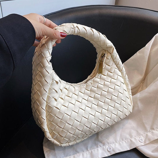 Luxury Brand Small PU Leather Woven Tote Bags Women's Shoulder Bag High Quality Fashion Simple 2023 Summer Designer Handbags Sac - Taylor K Shop