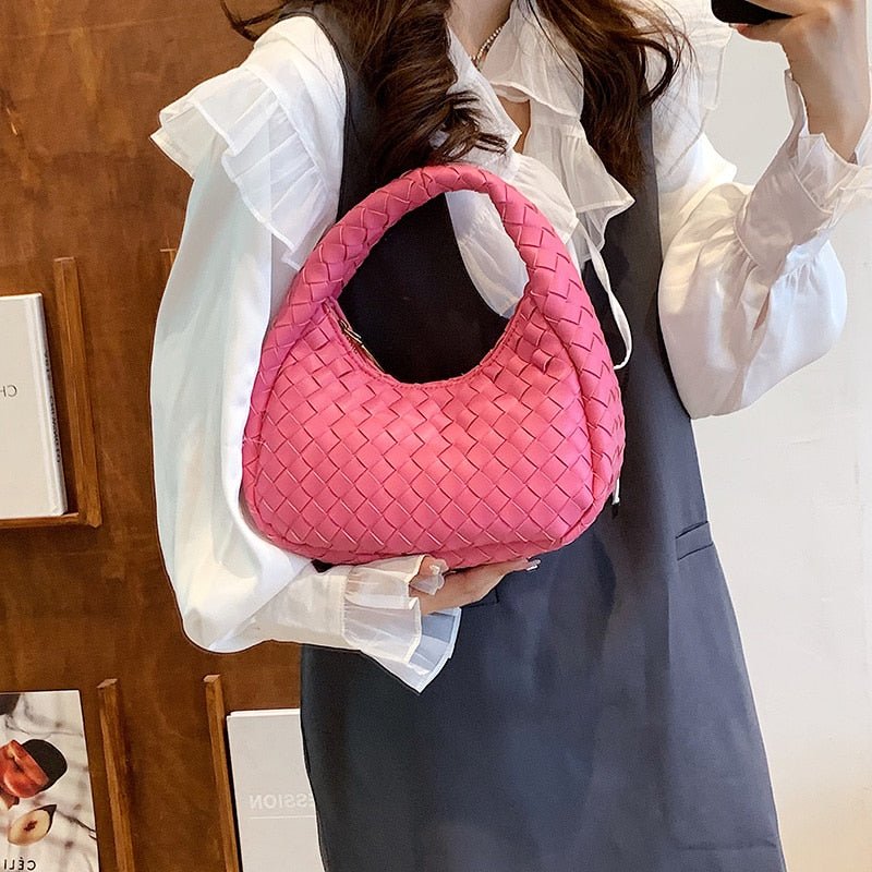 Luxury Brand Small PU Leather Woven Tote Bags Women's Shoulder Bag High Quality Fashion Simple 2023 Summer Designer Handbags Sac - Taylor K Shop