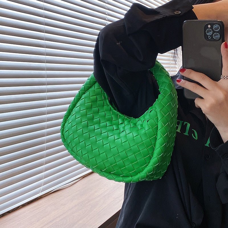 Luxury Brand Small PU Leather Woven Tote Bags Women's Shoulder Bag High Quality Fashion Simple 2023 Summer Designer Handbags Sac - Taylor K Shop