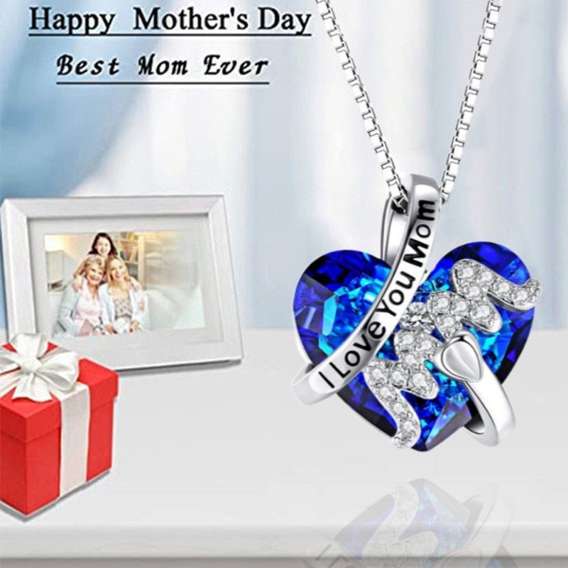 Luxury Fashion Pendant Necklace Red Blue Heart Crystal Jewelry - Taylor K Shop