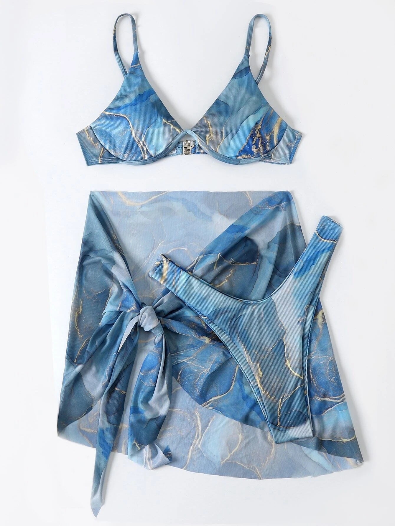 Marble Printed Lingerie 3pcs Bikini Swimwear Summer - Taylor K Shop