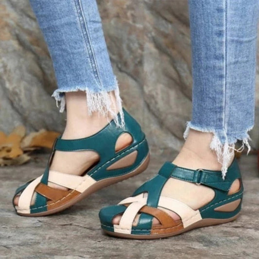 MCCKLE Woman Summer Leather Vintage Sandals Buckle Casual Sewing Women Shoes Female Ladies Platform Retro Sandalias Plus Size - Taylor K Shop