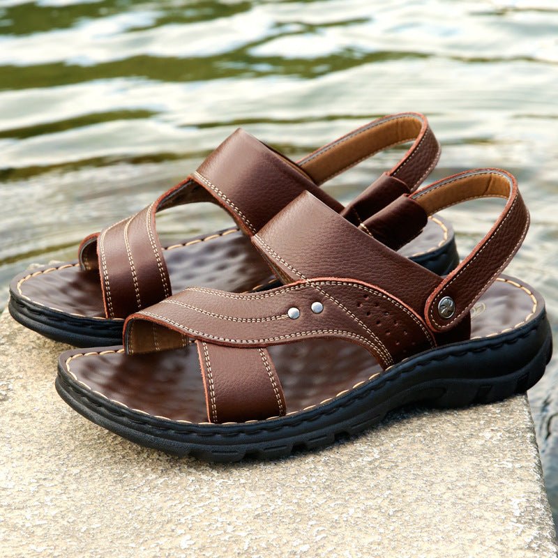 Men Sandals Summer Beach Shoes Adjustable Back Strap Design Slippers Slides - Taylor K Shop