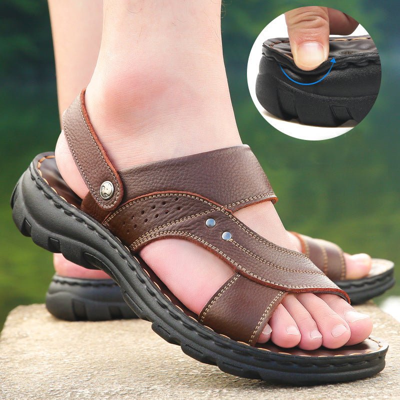 Men Sandals Summer Beach Shoes Adjustable Back Strap Design Slippers Slides - Taylor K Shop