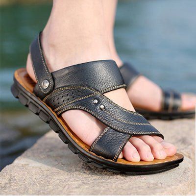 Men Sandals Summer Beach Shoes Adjustable Back Strap Design Slippers Slides - Taylor K Shop