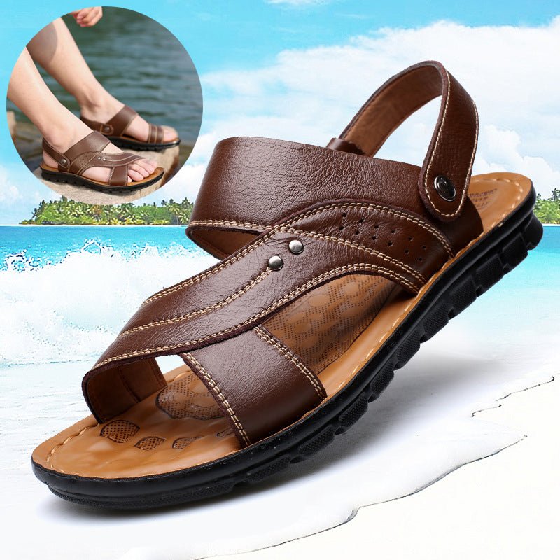 Men Sandals Summer Beach Shoes Adjustable Back Strap Design Slippers Slides - Taylor K Shop