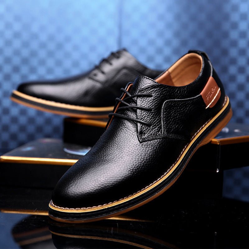 Men's Casual Leather Shoes Top Layer Daily Shoes Trend Men's Shoes British Tie Dress Shoes - Taylor K Shop
