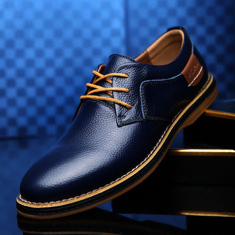 Men's Casual Leather Shoes Top Layer Daily Shoes Trend Men's Shoes British Tie Dress Shoes - Taylor K Shop