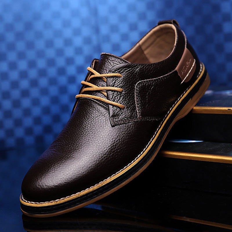 Men's Casual Leather Shoes Top Layer Daily Shoes Trend Men's Shoes British Tie Dress Shoes - Taylor K Shop