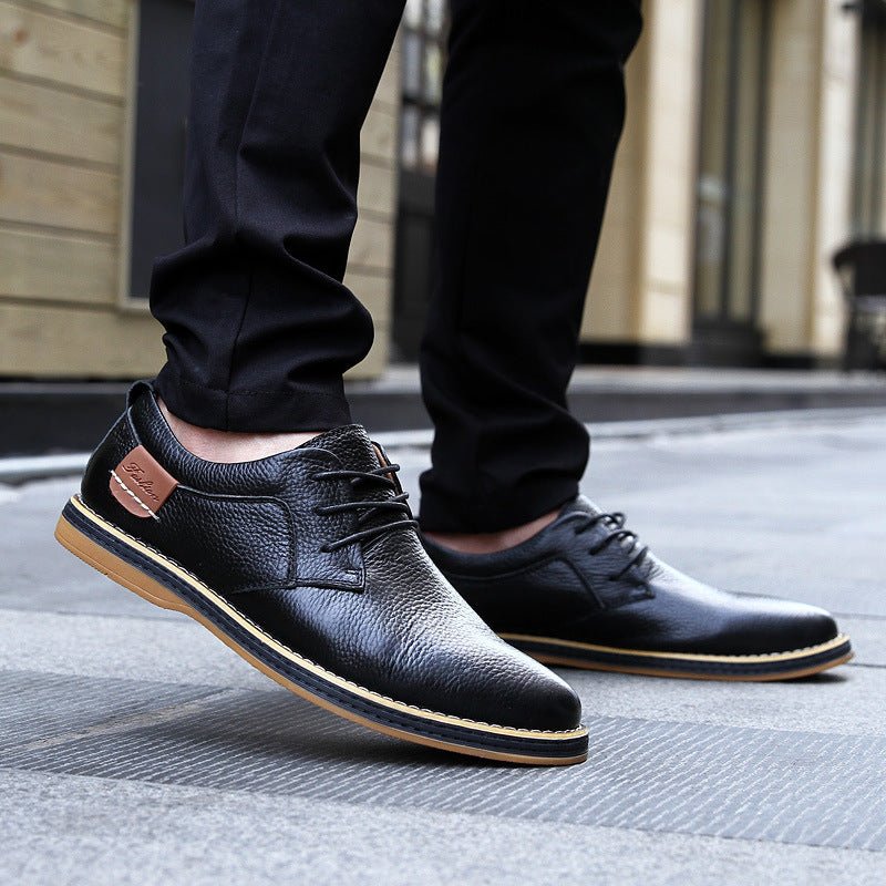 Men's Casual Leather Shoes Top Layer Daily Shoes Trend Men's Shoes British Tie Dress Shoes - Taylor K Shop
