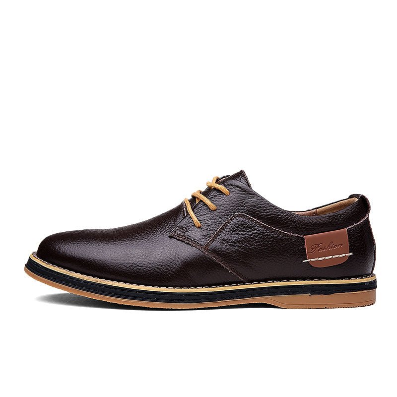 Men's Casual Leather Shoes Top Layer Daily Shoes Trend Men's Shoes British Tie Dress Shoes - Taylor K Shop