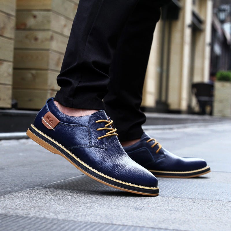 Men's Casual Leather Shoes Top Layer Daily Shoes Trend Men's Shoes British Tie Dress Shoes - Taylor K Shop