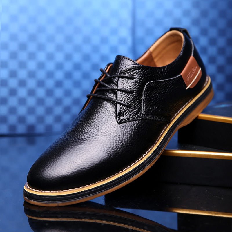 Men's Casual Leather Shoes Top Layer Daily Shoes Trend Men's Shoes British Tie Dress Shoes - Taylor K Shop