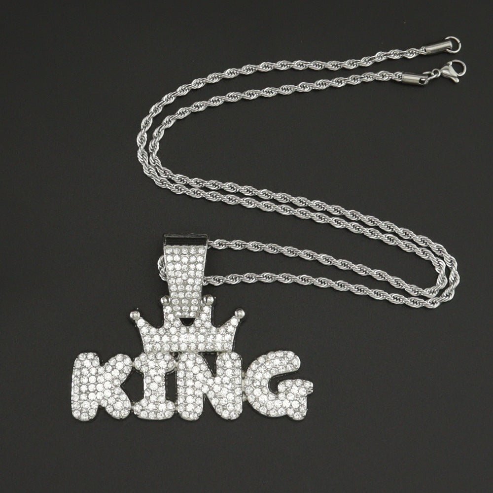Mens Fashion Alloy Necklace With Diamond Pendant - Taylor K Shop