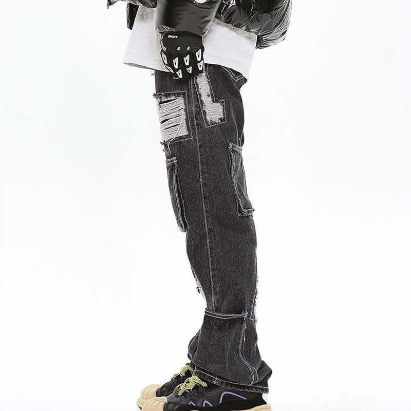 Mens Loose Washed And Worn Out Jeans - Taylor K Shop