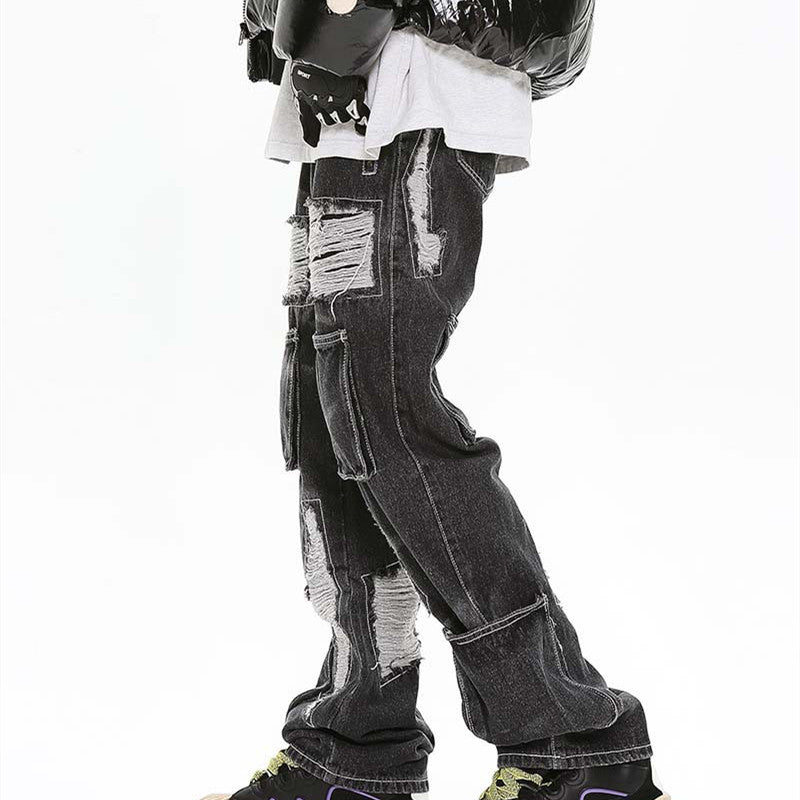 Mens Loose Washed And Worn Out Jeans - Taylor K Shop