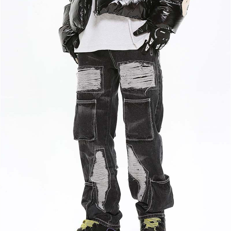 Mens Loose Washed And Worn Out Jeans - Taylor K Shop