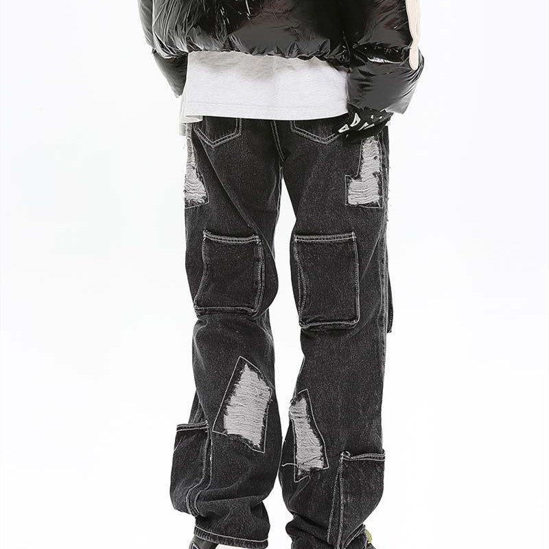 Mens Loose Washed And Worn Out Jeans - Taylor K Shop