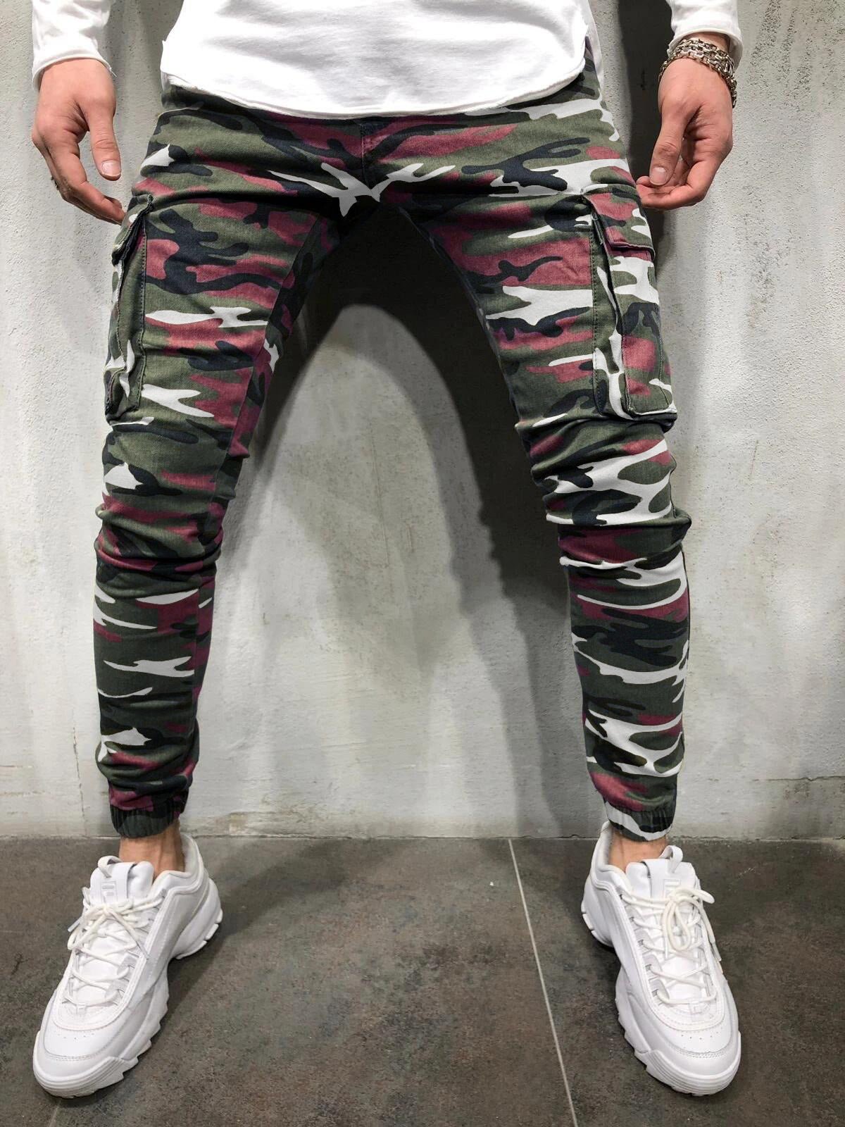 Men's Multi Pocket Stretch Jeans Camouflage Cargo Jeans - Taylor K Shop