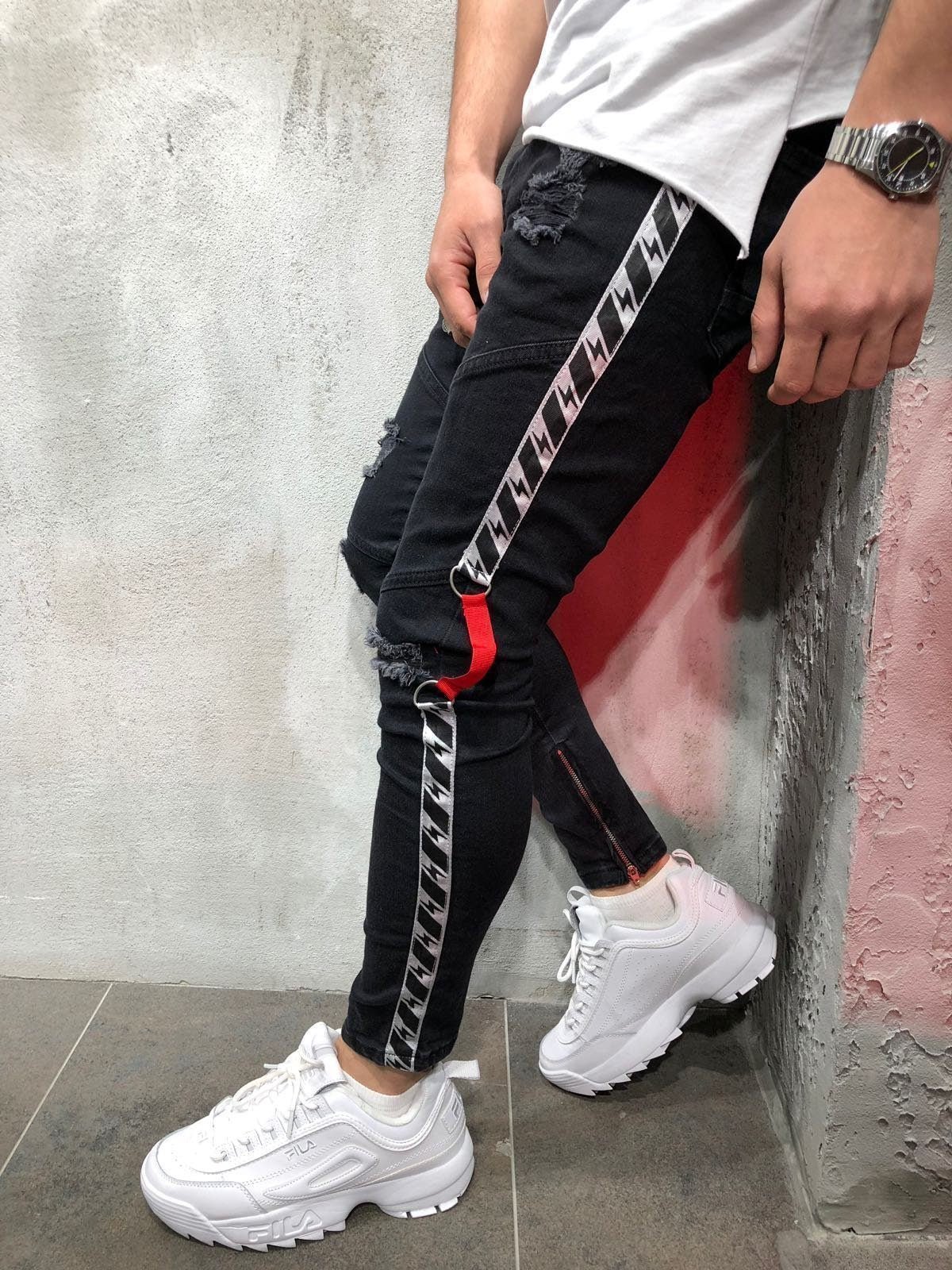 Men's ribbon jeans - Taylor K Shop