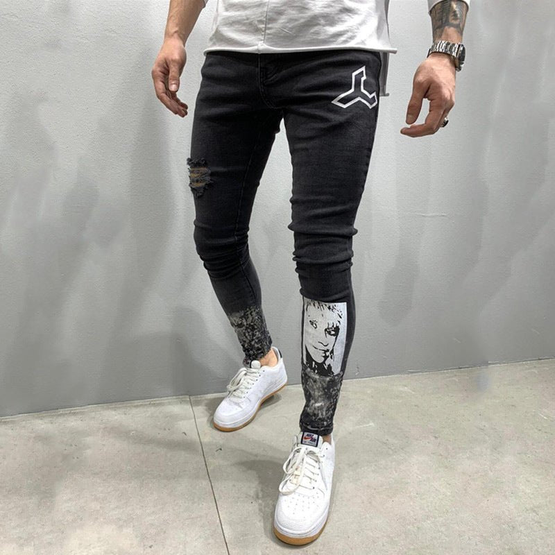 Men's Ripped Stretch Stiletto Jeans Black Jeans - Taylor K Shop
