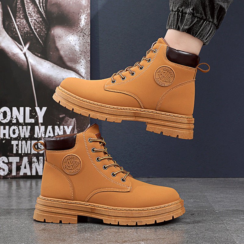 Mens Winter Boots Chunky Mid Heel Shoes Fashion Ankle Boots - Taylor K Shop