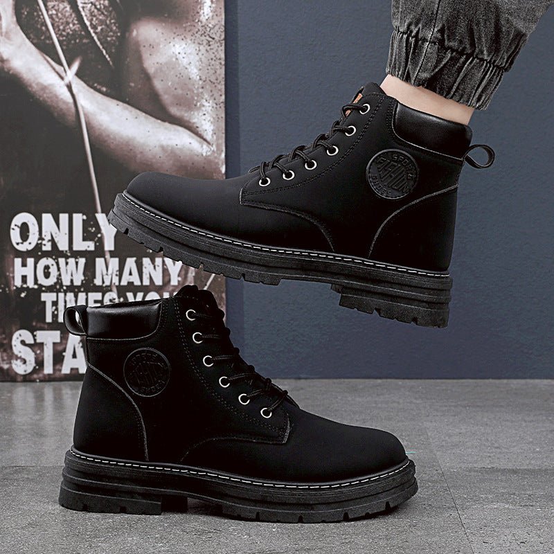 Mens Winter Boots Chunky Mid Heel Shoes Fashion Ankle Boots - Taylor K Shop