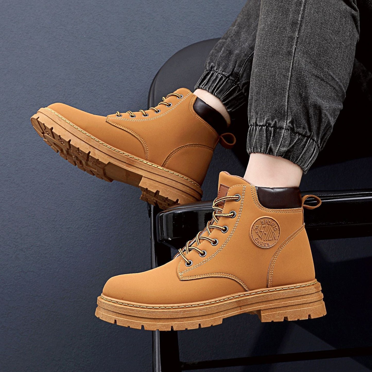 Mens Winter Boots Chunky Mid Heel Shoes Fashion Ankle Boots - Taylor K Shop