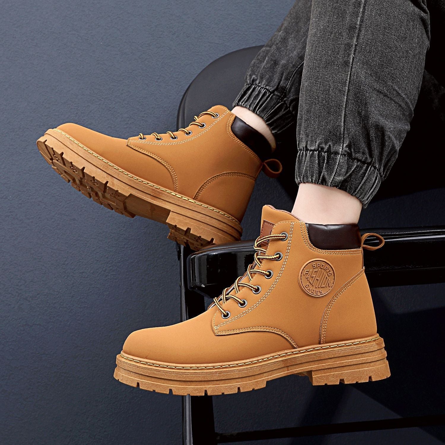 Mens Winter Boots Chunky Mid Heel Shoes Fashion Ankle Boots - Taylor K Shop