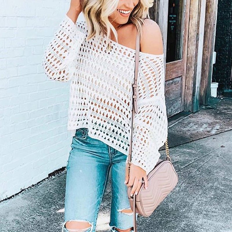 Mesh openwork sweater blouse - Taylor K Shop