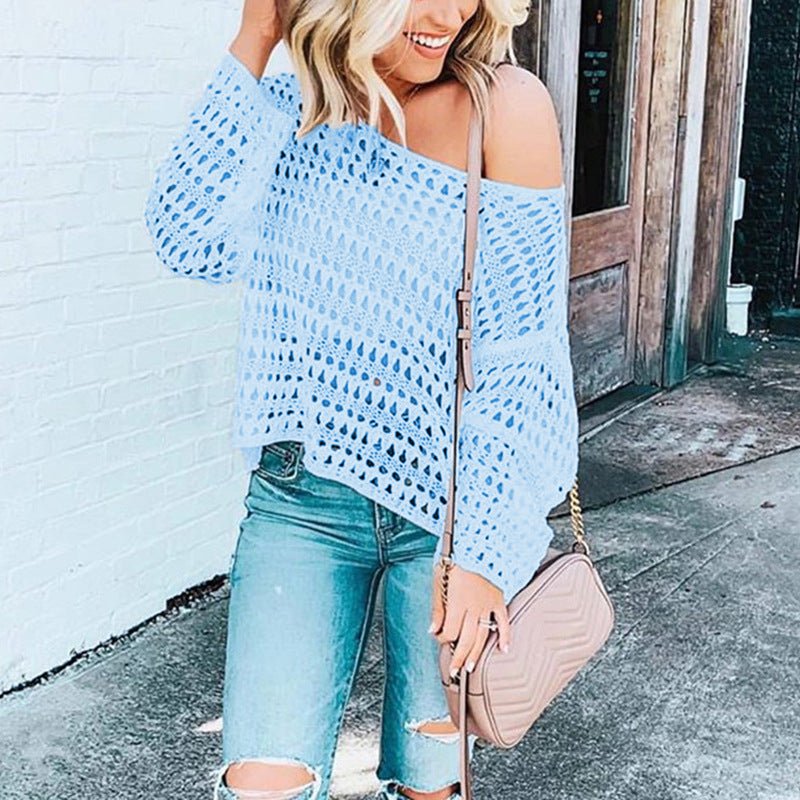 Mesh openwork sweater blouse - Taylor K Shop