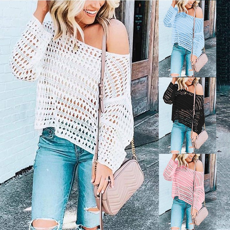 Mesh openwork sweater blouse - Taylor K Shop