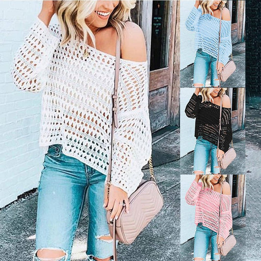 Mesh openwork sweater blouse - Taylor K Shop